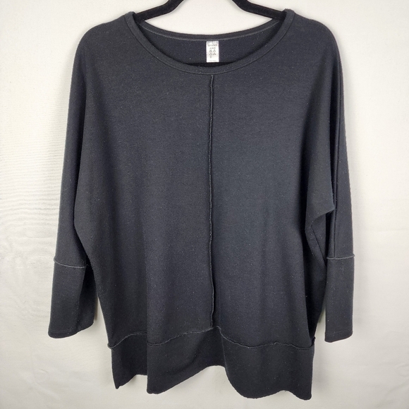 Spanx Top Womens Black Relaxed Dolman Sleeve Stretch Sweater Knit Comfort Size M - Picture 1 of 6